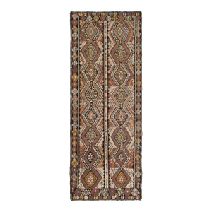 Vintage Turkish Kars Kilim Rug - 4`10" X 12`10"