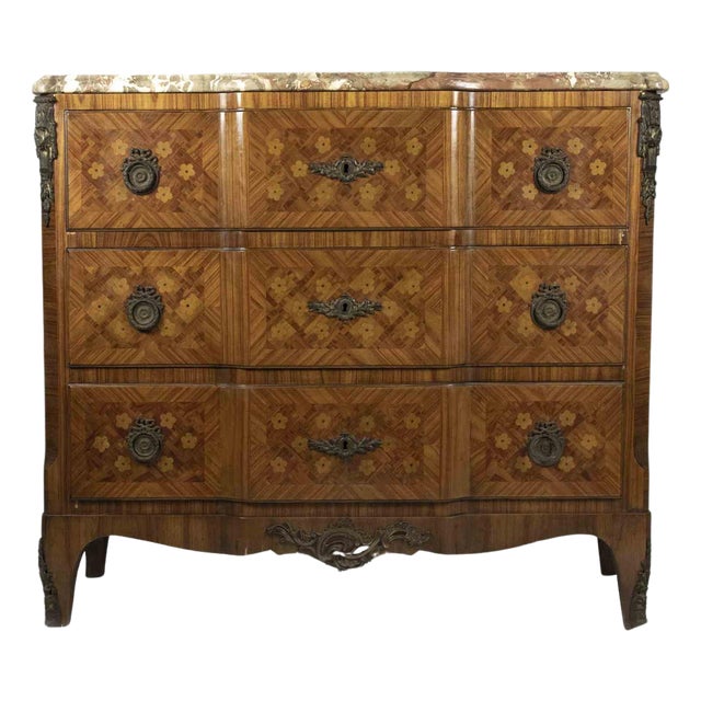 18th Century Italian Chest of Drawers with Marble Top and Bronze Trim For Sale