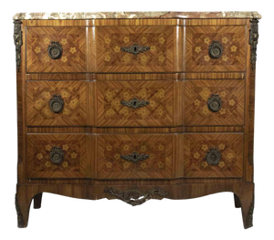 18th Century Italian Chest of Drawers with Marble Top and Bronze Trim