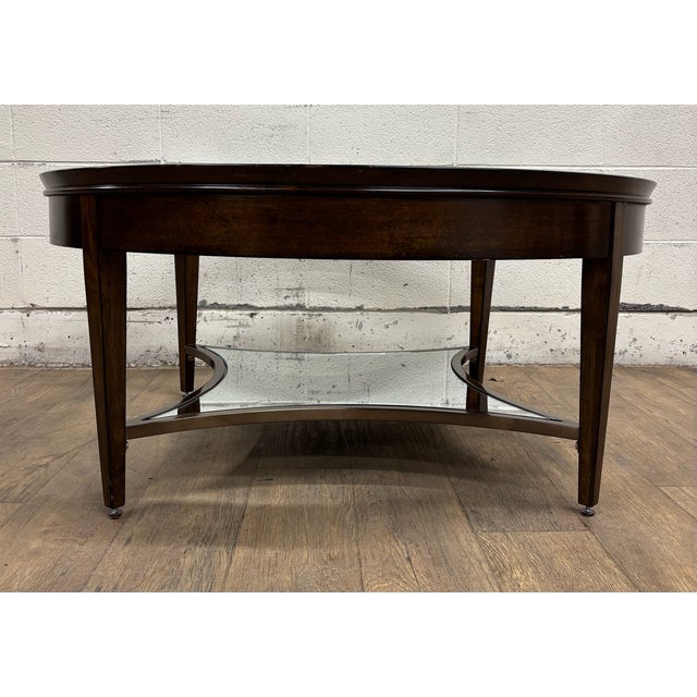 Vintage Kincaid Elise Glass Top Two Tier Oval Transitional Style Coffee Table For Sale - Image 11 of 13