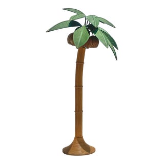 Vintage Coastal Pencil Reed Palm Tree Floor Lamp For Sale