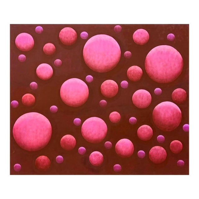 Paul Brach, Color Gradient Paul Brach Spheres Pink & Crimson Abstract Oil Painting New York For Sale