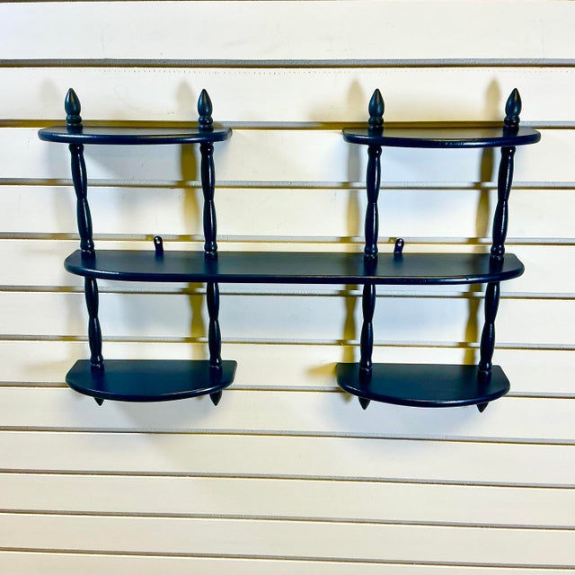 Mid-Century Boho Chic Traditional Wood Display Wall Mounted Shelf. For Sale - Image 4 of 12