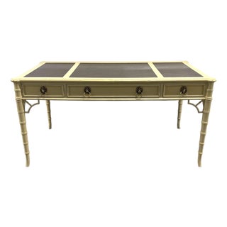 1970s Baker Furniture Chippendale Faux Bamboo Desk For Sale
