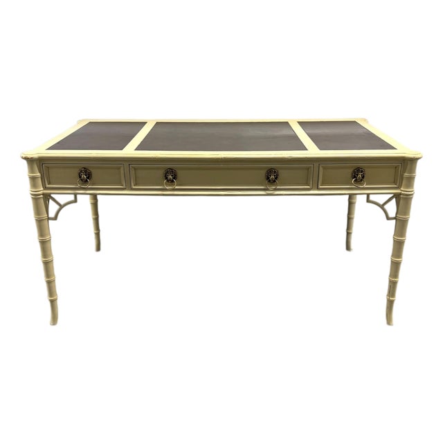1970s Baker Furniture Chippendale Faux Bamboo Desk For Sale