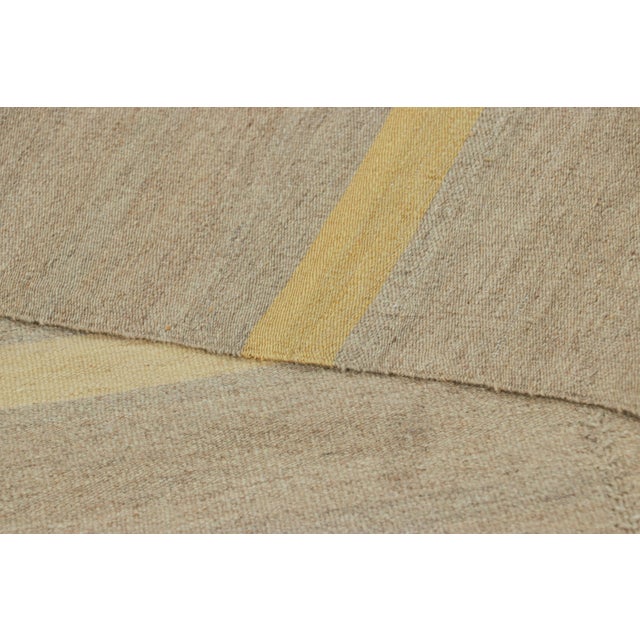 Textile Rug & Kilim’s Contemporary Kilim in Beige, Gold and Chartreuse Textural Stripes For Sale - Image 7 of 7