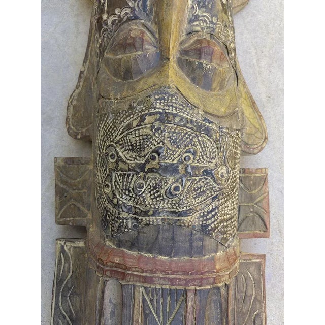 African Mask in Carved Wood, 1950s For Sale - Image 9 of 12