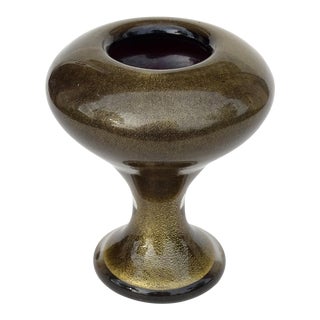 Murano Barbini Vintage Black Gold Flecks Italian Art Glass 1950s Mid Century Desk Flower Vase For Sale