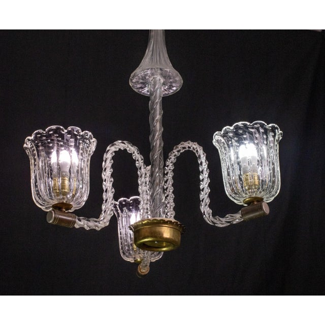 Barovier & Toso Ercole Barovier Art Deco Chandelier, "Bullicante" Glass Murano, 1940s For Sale - Image 4 of 11