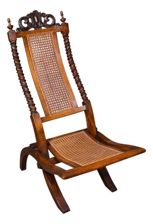 Antique Folding Steamer Chair, English, Bergère, Campaign Lounge Seat, Victorian