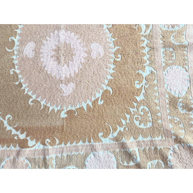 Uzbekistan Suzani Tablecloth - Vintage Hand-Embroidered Textile - 3'9'' X 3'11'' For Sale In New York - Image 6 of 7
