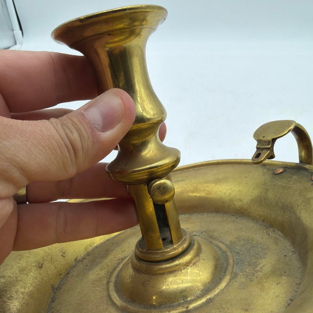 Antique Brass Push-Up Chamberstick, Probably English, Early to Mid 19th Century For Sale - Image 6 of 11