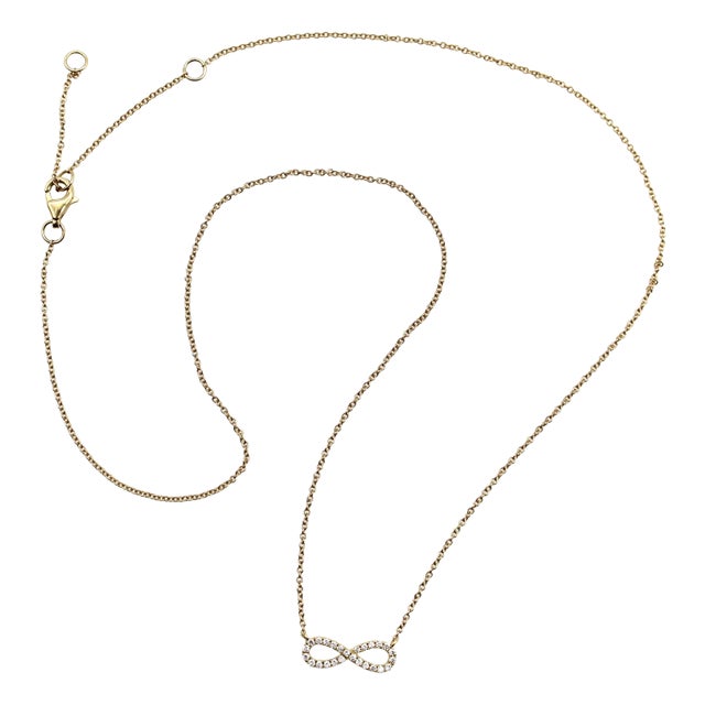 18k Gold and Diamond Infinity Necklace For Sale
