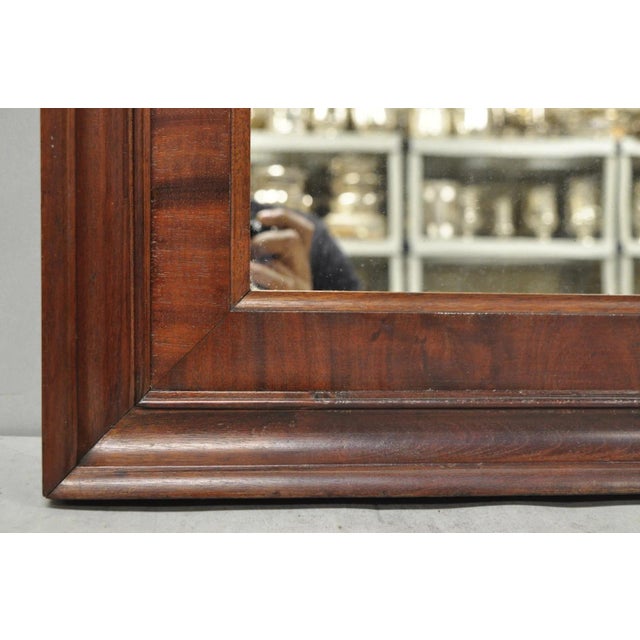 Antique American Empire Crotch Mahogany Wood Frame Rectangular Wall Mirror For Sale - Image 9 of 14