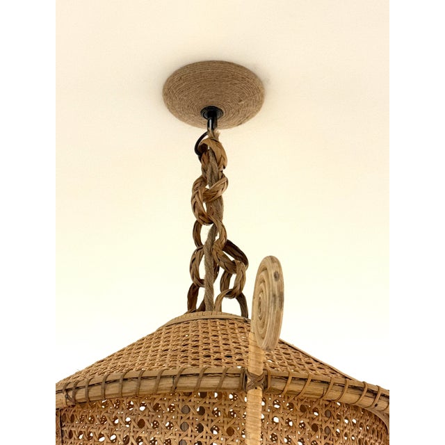 Large Rattan Caning Pagoda Lantern For Sale - Image 9 of 9