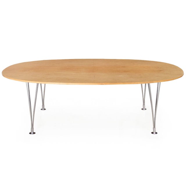"SUPER-ELLIPSE" COFFEE TABLE IN KARELIAN BIRCH BY PIET HEIN AND BRUNO MATHSSON Original labels retained to the underside;...