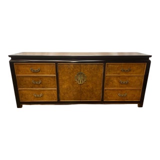 Vintage Century Raymond Sobota Chin Hua Collection Chinoiserie Style Burl Wood Triple Dresser For Sale