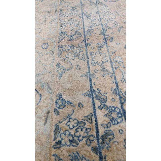 Antique Persian Lavar Kerman Oriental Carpet, Handmade Persian Rug, Ivory, Blue For Sale - Image 9 of 12