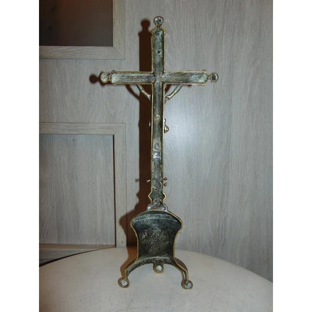 Pre-War Brass Standing Cross, 1890s For Sale - Image 5 of 6
