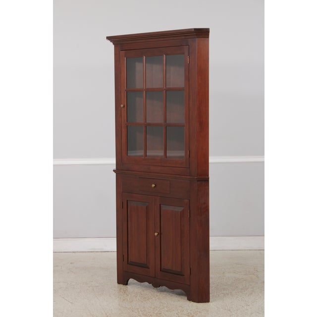 Traditional Seely Custom Made Cherry Corner China Cabinet For Sale - Image 3 of 14
