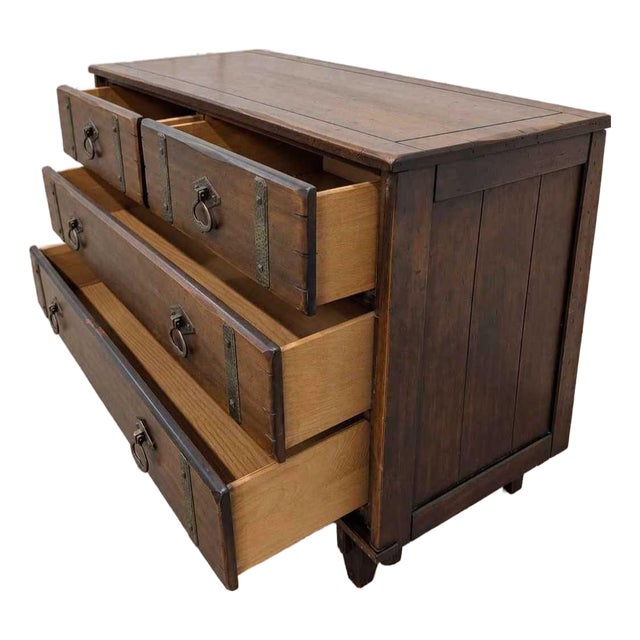 Circa 1970s Asian Modern / Tansu-Inspired Campaign Chest / MCM For Sale
