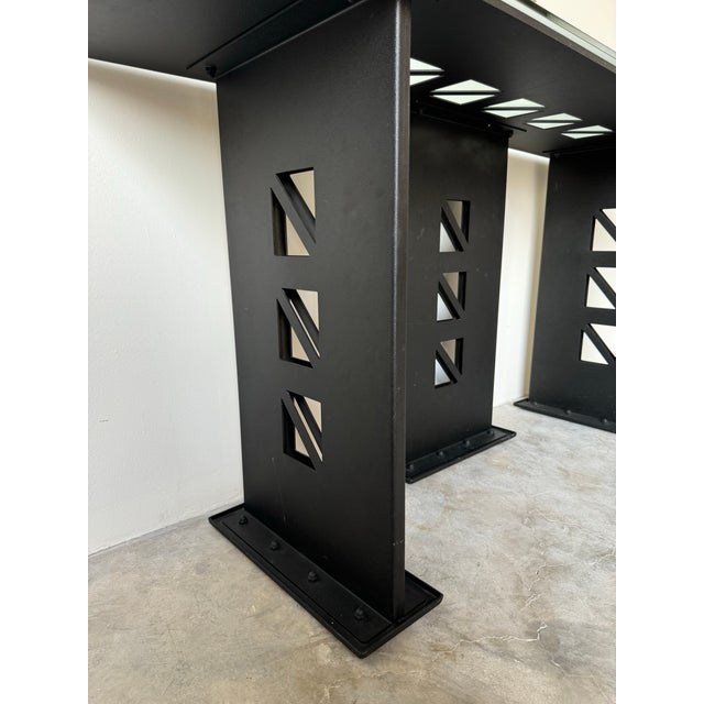 80's Postmodern Italian Design Geometric Console Table W/ Glass Top For Sale In Miami - Image 6 of 12