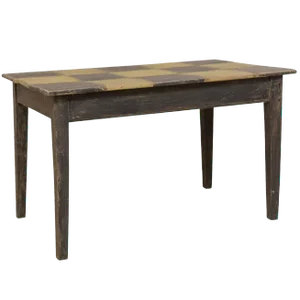 19th Century Swedish Painted Wood Dark Checker Top Table With Nice Tapered Legs
