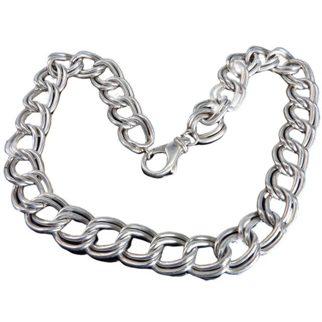 17" 97 gram Sterling Silver Double Chain link necklace. This necklace is .5" wide, it's solid sterling silver marked and...