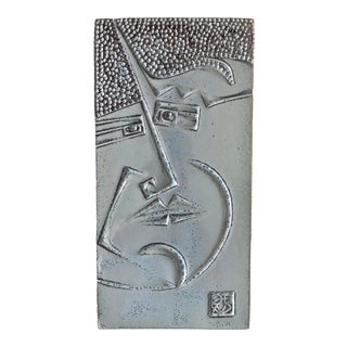 1960s Paolo Soleri Cosanti Arcosanti Cubist Pottery Face Tile For Sale
