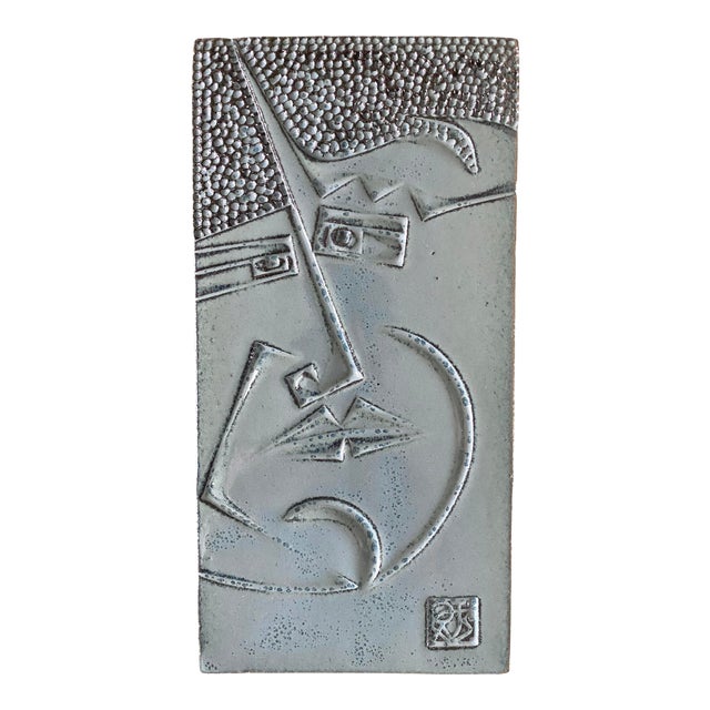 1960s Paolo Soleri Cosanti Arcosanti Cubist Pottery Face Tile For Sale