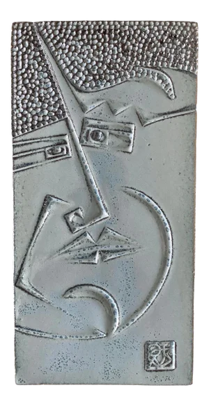 1960s Paolo Soleri Cosanti Arcosanti Cubist Pottery Face Tile