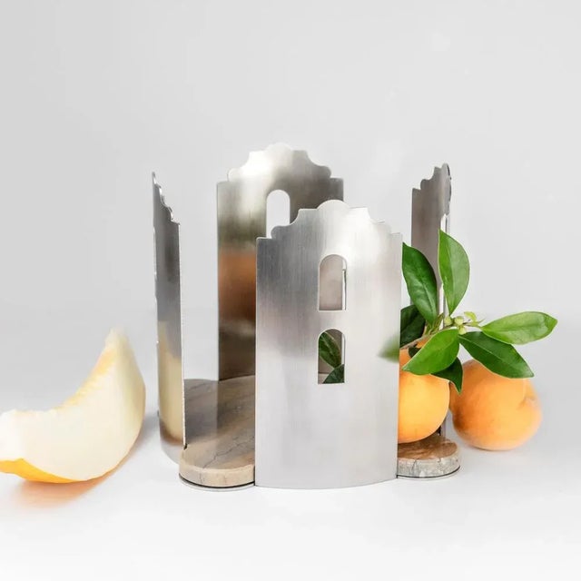 Marble and Steel Quattro Catering Centerpiece by Gabriele D'angelo For Sale - Image 4 of 5