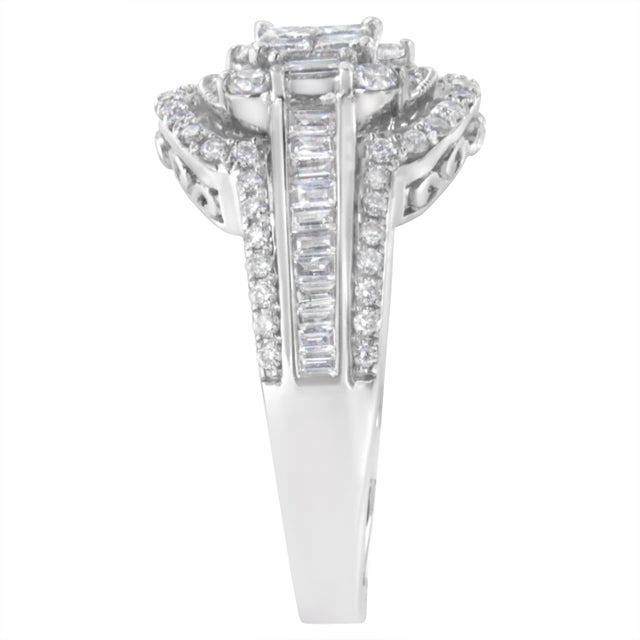 Early 21st Century 14KT White Gold Diamond Cocktail Ring (1 1/4 cttw, H-I Color, SI2-I1 Clarity) For Sale - Image 5 of 7