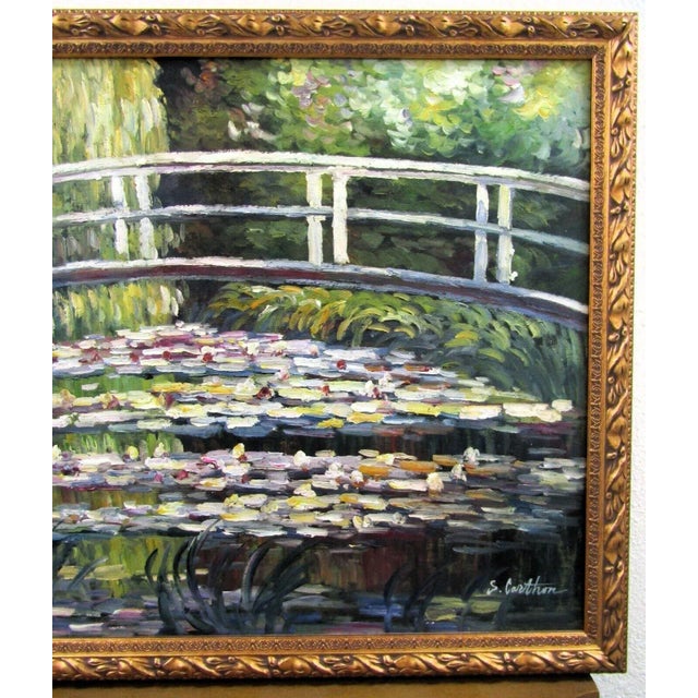 Japanese Bridge Claude Monet by S. Carthon Framed Canvas Oil