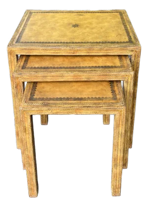 Maitland Smith Hand Tooled Leather Nesting Tables - Set of 3