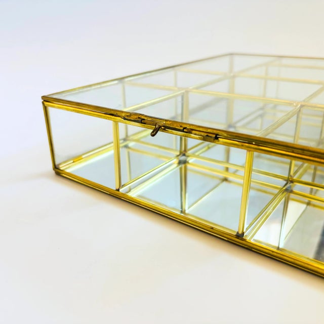 Glass Brass and Glass Curio Display Cabinet For Sale - Image 7 of 10