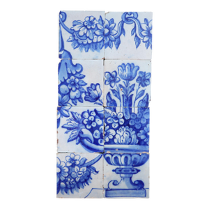 Tile Mural Panel Depicting a Vase With Rocaille Flowers, Portuguese, 18th Century