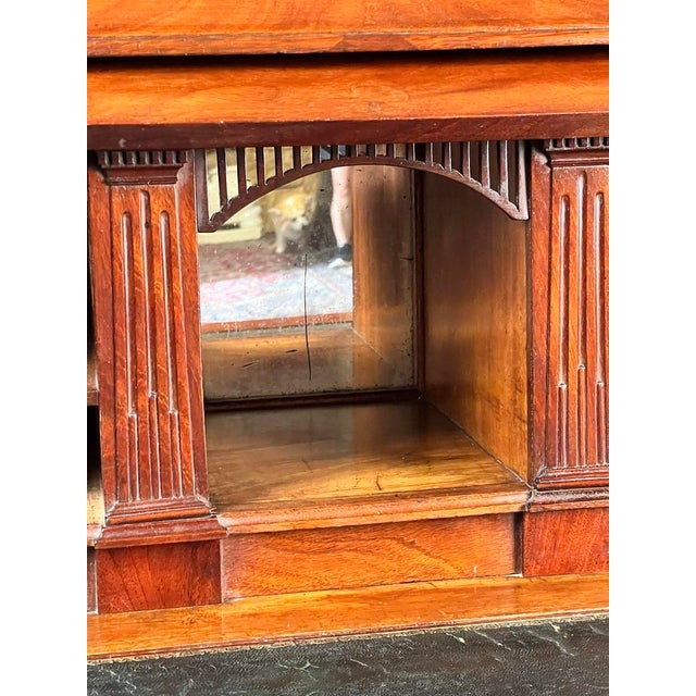 Wood Antique Directoire Style French Cylinder Desk With Slate Top C. Late 19th Century For Sale - Image 7 of 9