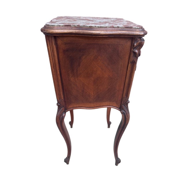 Antique French Louis XV Style Marble Top Humidor Smoking Storage Table For Sale - Image 4 of 7