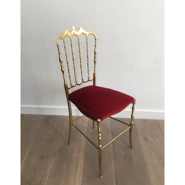 Brass and Red Velvet Chiavari Chair, circa 1940 For Sale - Image 9 of 13