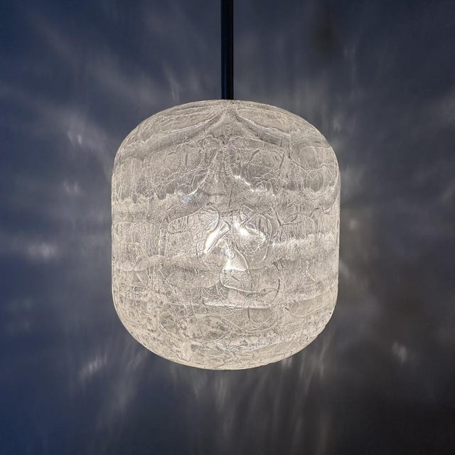 Mid-Century Glass Suspension Lamp from Doria Leuchten, 1970s For Sale - Image 4 of 17