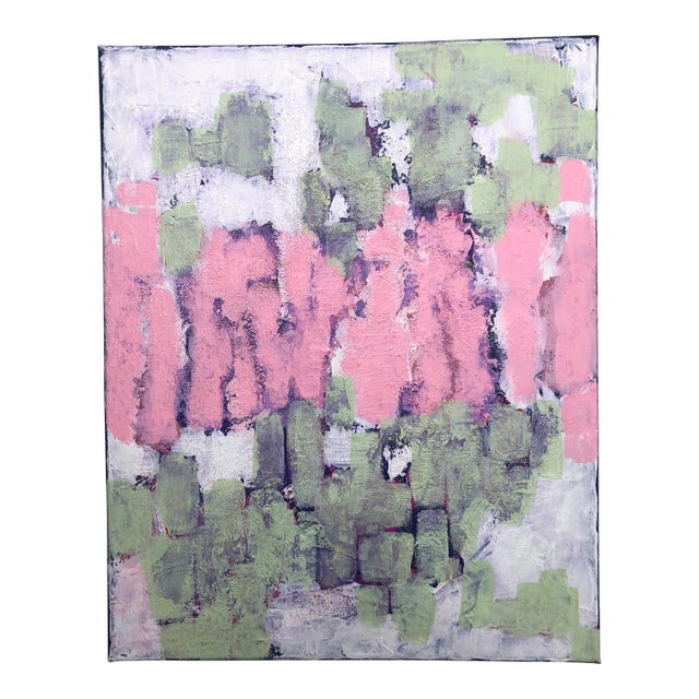 Contemporary Original Painting “Abstract in Celadon and Pink” by Auker For Sale