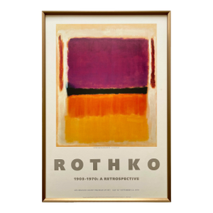 Mark Rothko Vintage 1979 Modernist Lithograph Print Framed Abstract Expressionist Exhibition Poster "Violet, Black, Orange, Yellow, White & Red" 1949