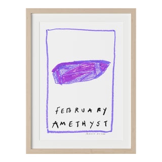 February Amethyst Birthstone Print by Tatiana Alida in Tan Frame For Sale