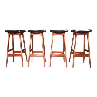 Vintage Mid Century Johannes Andersen Danish Modern Bar Stools- Set of 4 For Sale