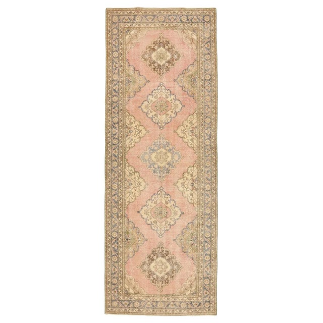 Textile Mid 20th Century Vintage Turkish Distressed Area Rug For Sale - Image 7 of 7