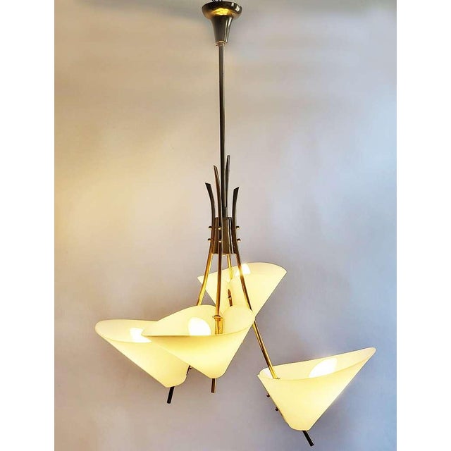 Mid-Century Austrian Brass Chandelier by Rupert Nikoll, 1950s For Sale - Image 9 of 9