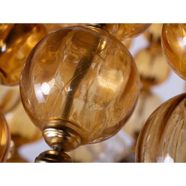 Ballroom Chandelier with Handcrafted Amber Glass Balls, Germany, 1960s For Sale - Image 10 of 13