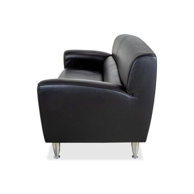 Black Leather Madison Two-Seater Sofa with Aluminum Legs from Poltrona Frau For Sale - Image 9 of 10
