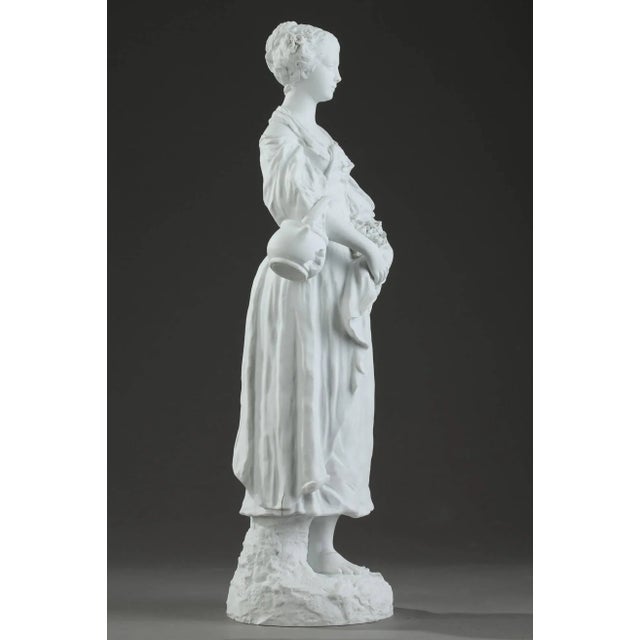 19th Century Biscuit Young Woman With Flowers Statuette For Sale - Image 9 of 18